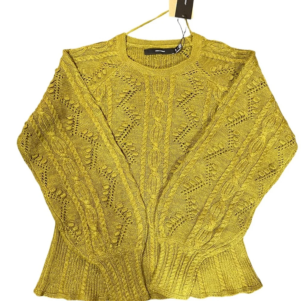 Vero Moda Women’s Cable-Knit Long-Sleeve Sweater Olive Green Large - Picture 2 of 6
